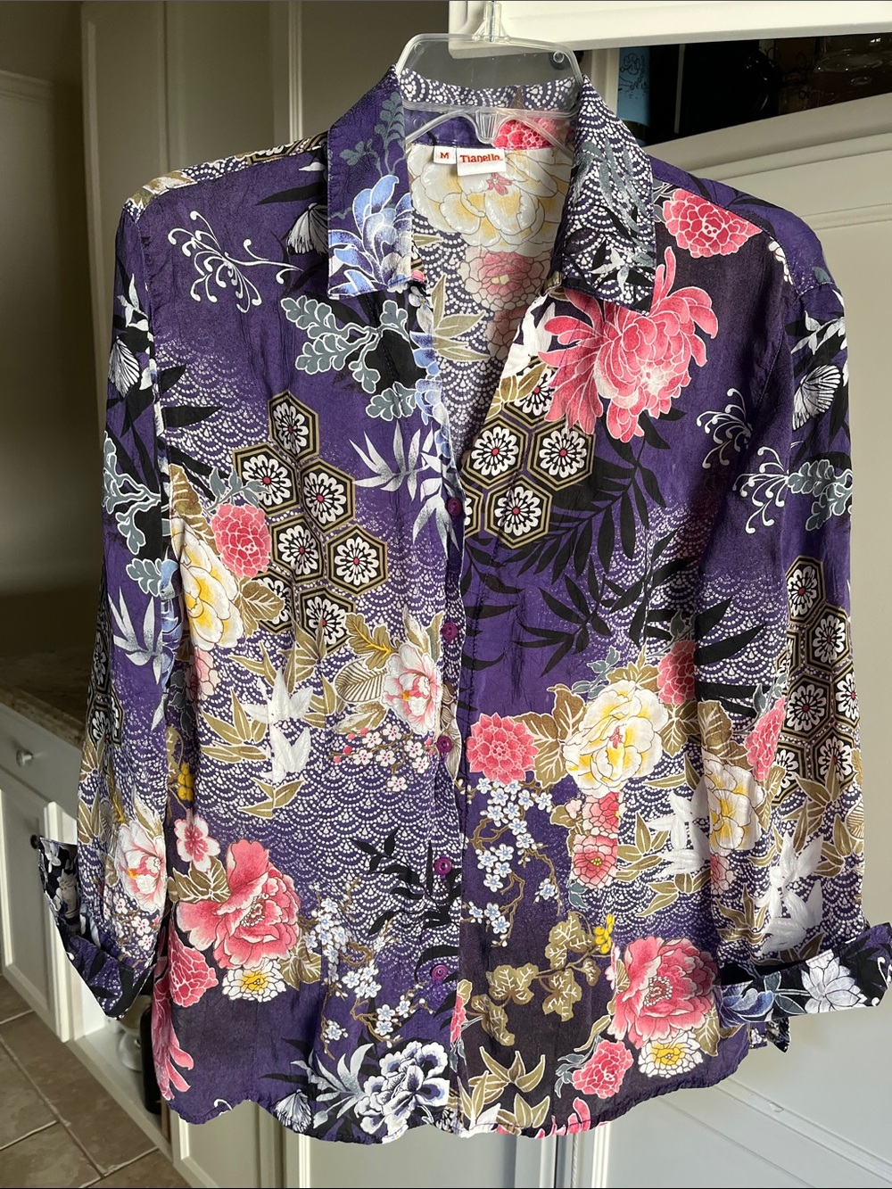 Tianello Purple Asian Inspired Top vintage Size M